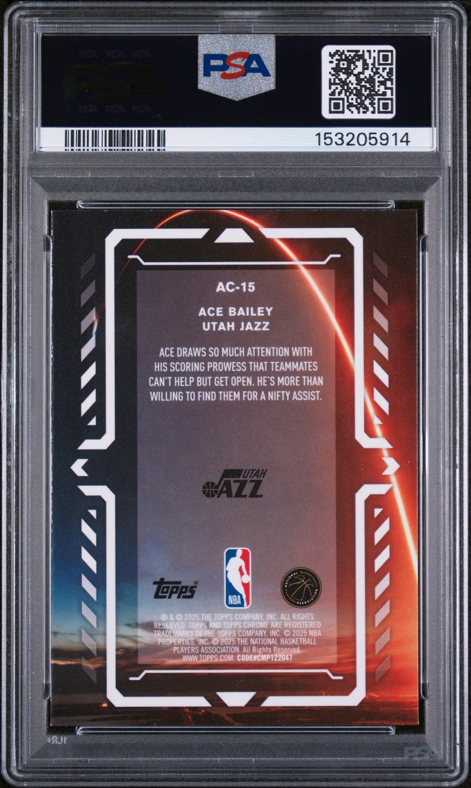 Graded 2025 Topps Chrome Ace Bailey #AC-15 Activators Rookie RC Card PSA 10
