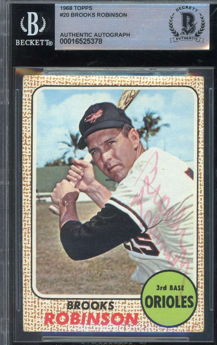 Brooks Robinson Beckett BAS Signed 1968 Topps Autograph