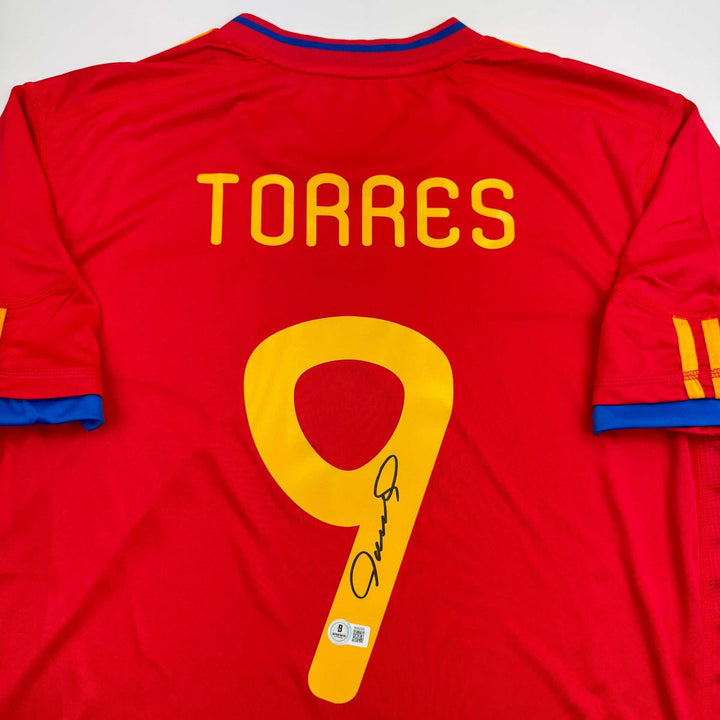 Autographed/Signed Fernando Torres Spain Red World Cup Jersey Beckett BAS COA