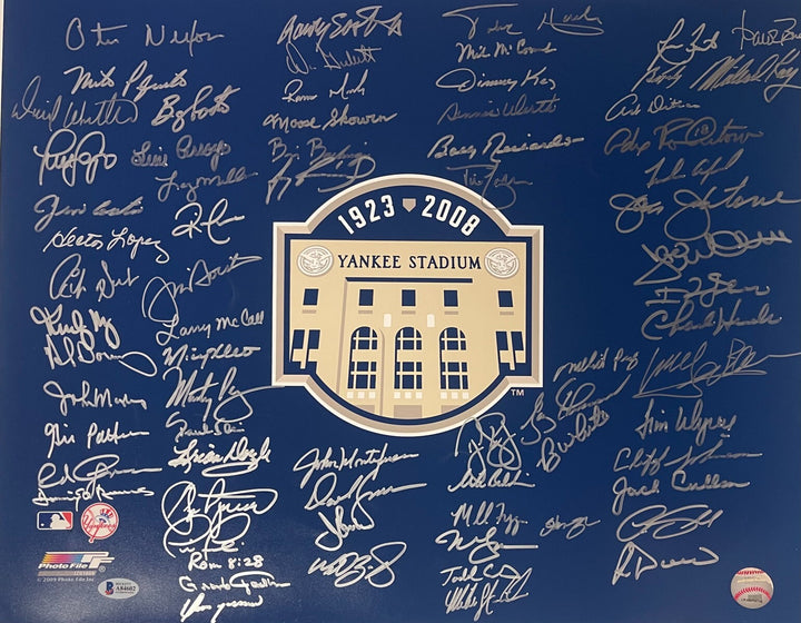 2008 New York Yankees signed 16x20 Photo Yankee Stadium Logo 69 sigs - BAS LOA