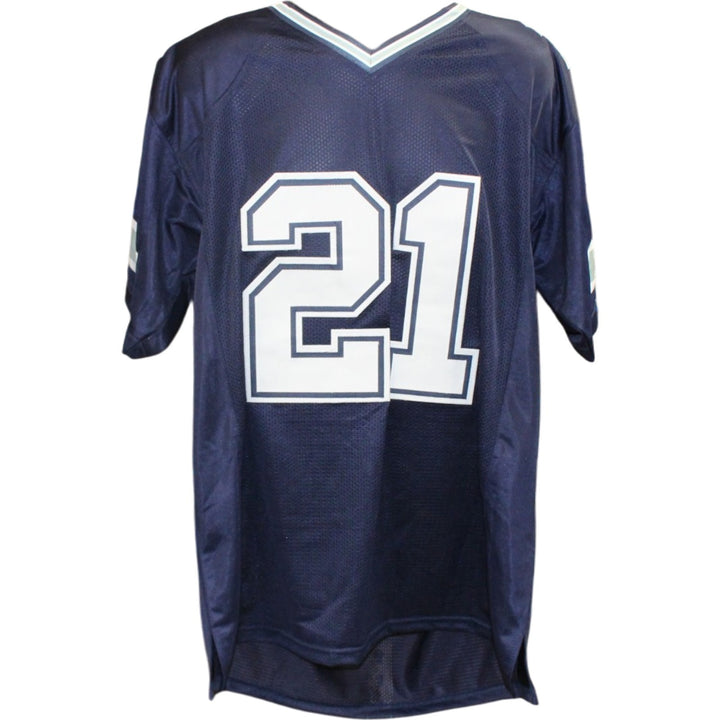 Deion Sanders Autographed Pro Style Sz XL Blue Jersey Beckett Witness 55189
