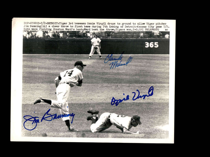 Jim Bunning Maxwell Virgil PSA DNA Signed 1958 8x10 Photo Autograph Tigers