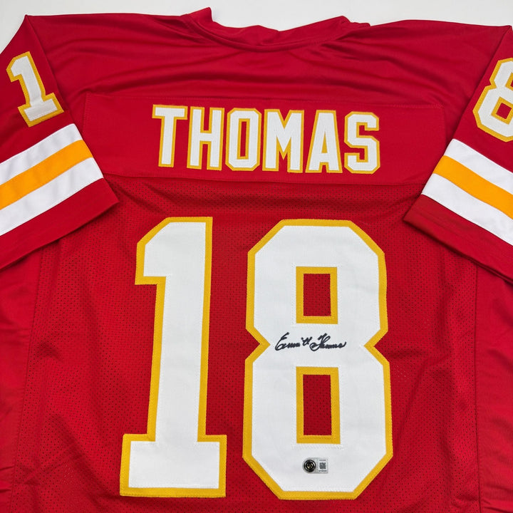 Autographed/Signed Emmitt Thomas Kansas City Red Football Jersey BAS COA
