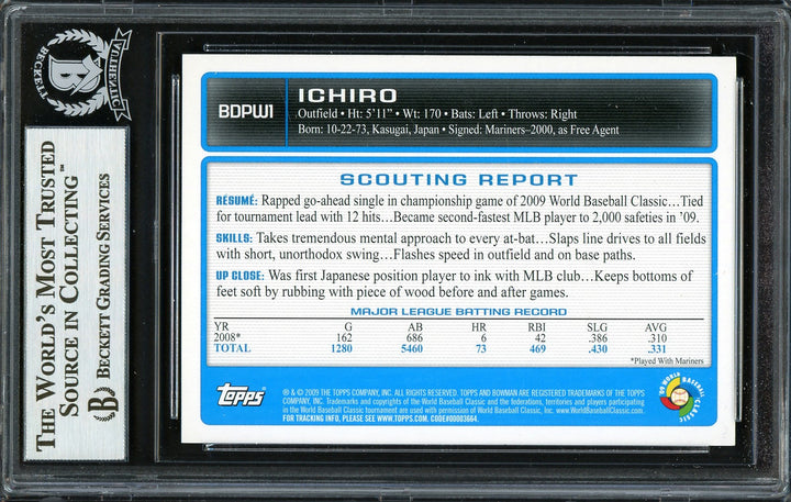 Ichiro Suzuki Autographed Signed 2009 Bowman Draft Gold Card BDPW1 Japan Beckett