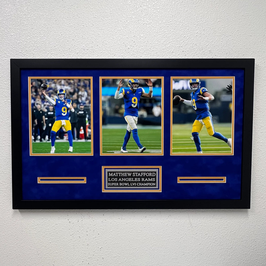 Matthew Stafford Custom Framed 3 Photo Display Los Angeles Rams