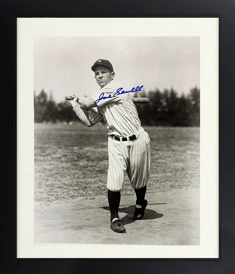 Joe Sewell signed New York Yankees B&W 8x10 Photo imperfect Framed - COA (HOF)