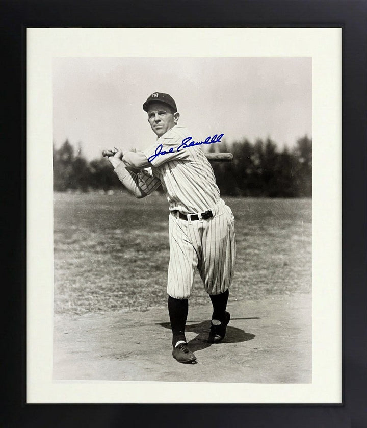 Joe Sewell signed New York Yankees B&W 8x10 Photo imperfect Framed - COA (HOF)