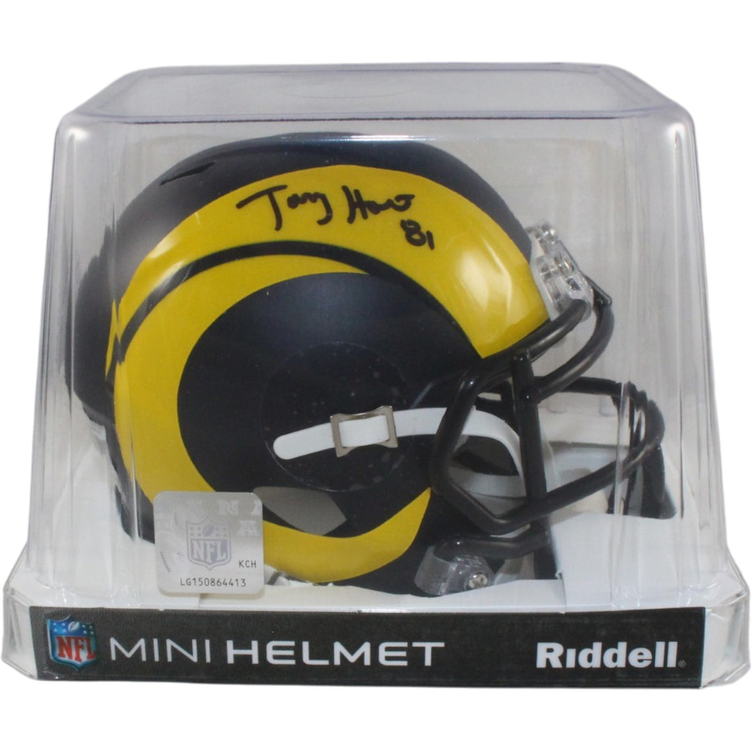 Torry Holt Autographed Los Angeles Rams Rivalries Mini Helmet Beckett WIT 56898