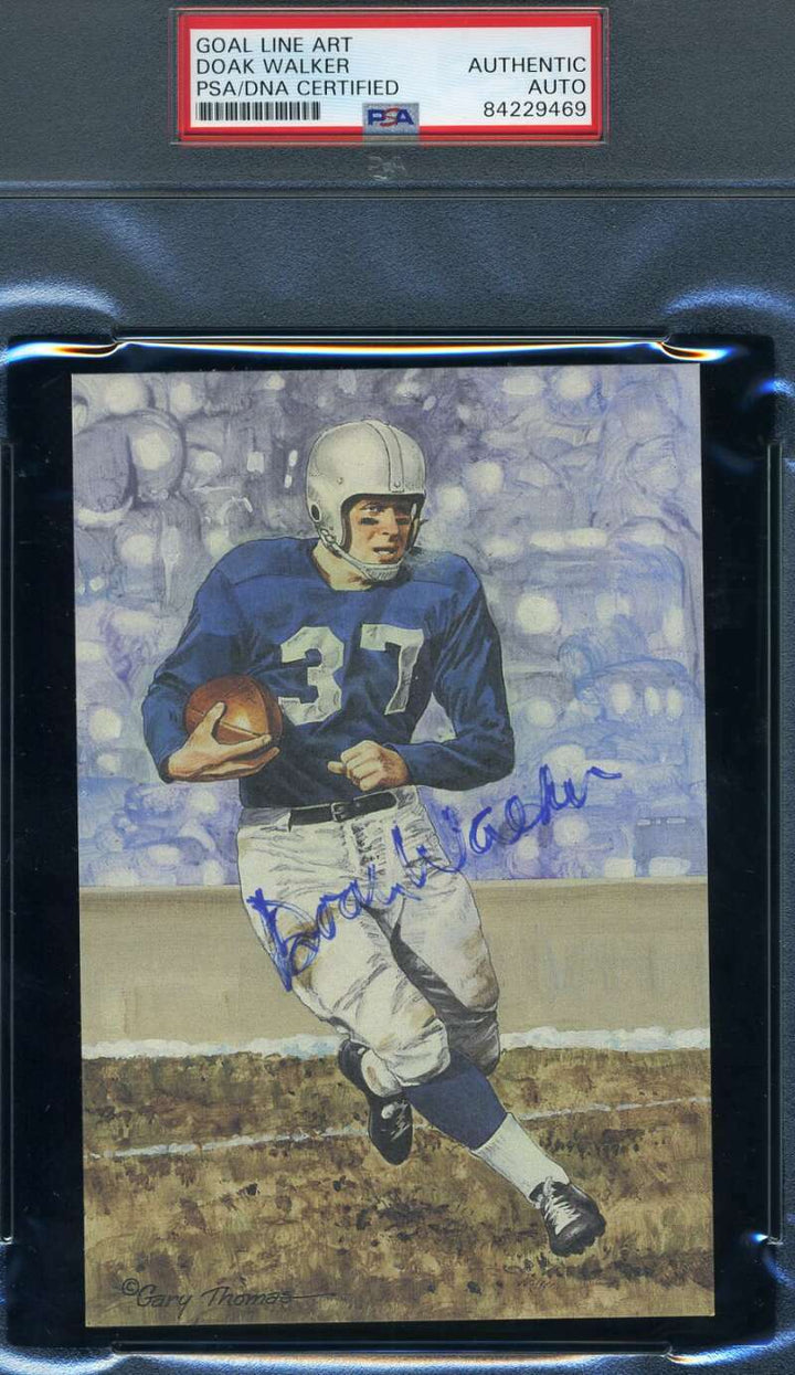 Doak Walker PSA DNA Coa Hand Signed Goal Line Card Glac Autograph