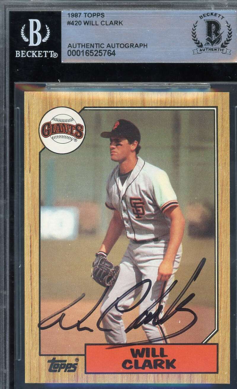 Will Clark Beckett BAS Signed 1987 Topps Rookie Autographed
