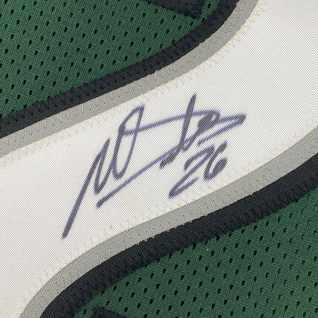 FRAMED Autographed/Signed MILES SANDERS 35x39 Green Football Jersey JSA COA