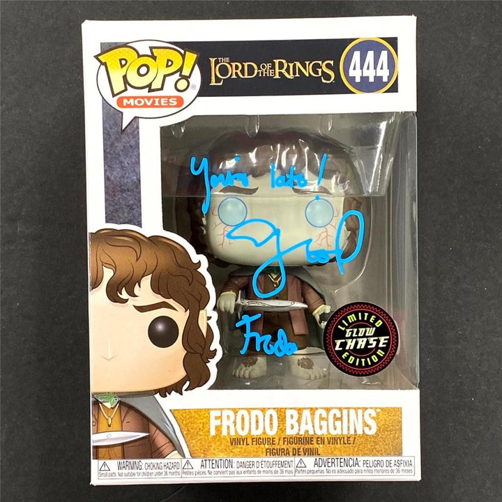 Elijah Wood signed Inscription Frodo GITD Chase Funko Pop! 444 autograph JSA