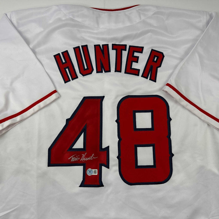 Autographed/Signed Torii Hunter Los Angeles Anaheim White Jersey BAS COA