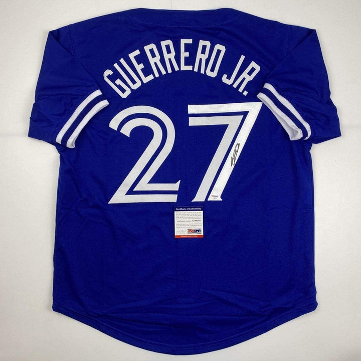 Autographed/Signed VLADIMIR VLAD GUERRERO JR Toronto Blue Jersey PSA COA
