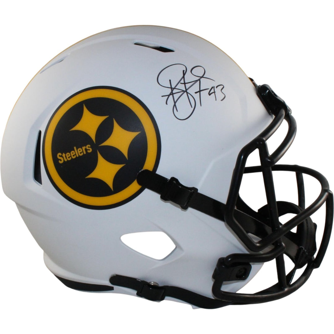Troy Polamalu Autographed Pittsburgh Steelers F/S Lunar Helmet Beckett 56196