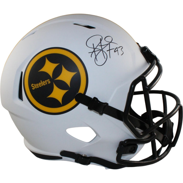 Troy Polamalu Autographed Pittsburgh Steelers F/S Lunar Helmet Beckett 56196