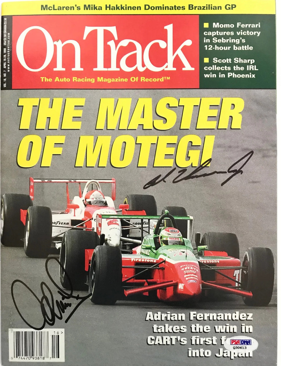 Al Unser Jr & Adrian Gonzalez Signed On Track Program April 1998 (PSA)