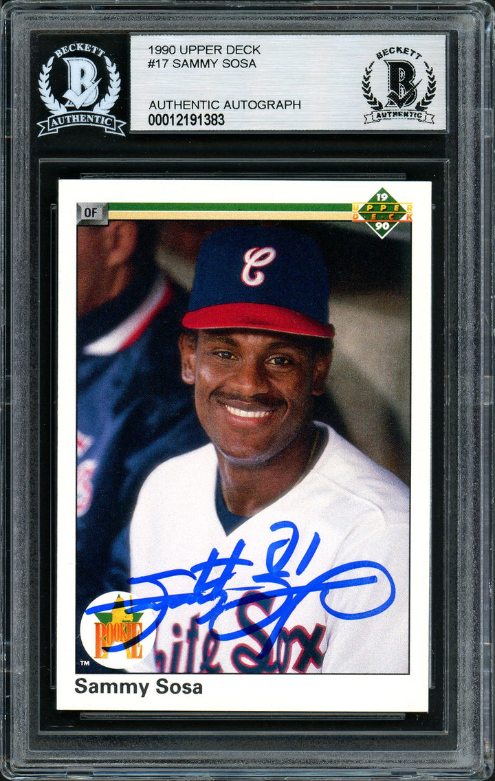 Sammy Sosa Signed 1990 Upper Deck Rookie Card #17 Chicago White Sox Beckett BAS