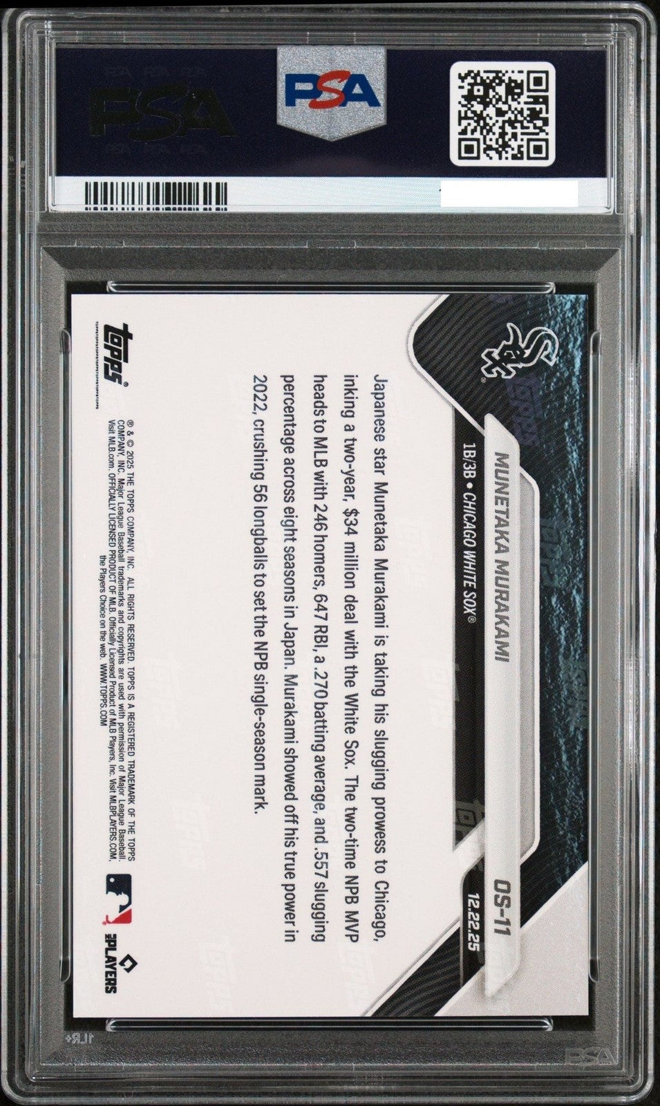 Graded 2025 Topps Now Munetaka Murakami #OS11 Rookie Baseball Card PSA 10