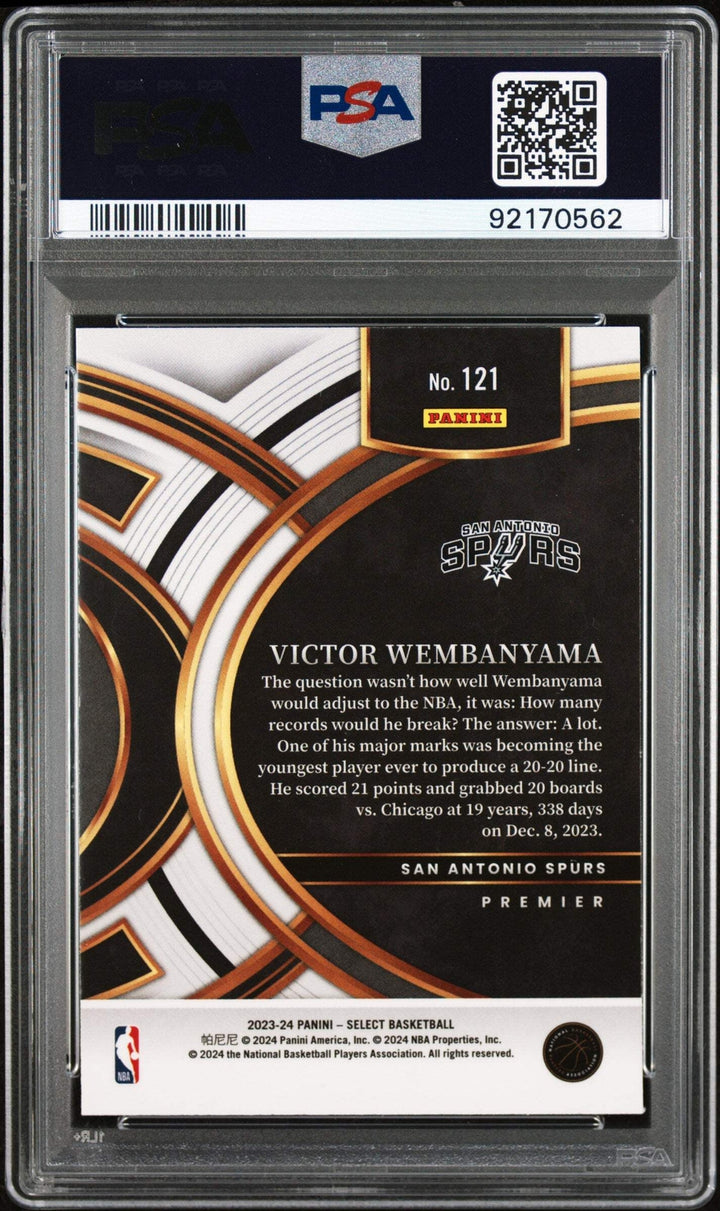 Graded 2023 Panini Select Victor Wembanyama #121 Blue RC Basketball Card PSA 10