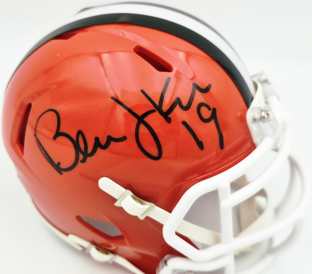 Bernie Kosar Auto Browns Orange 1975-05 Throwback Speed Mini Helmet JSA Witness