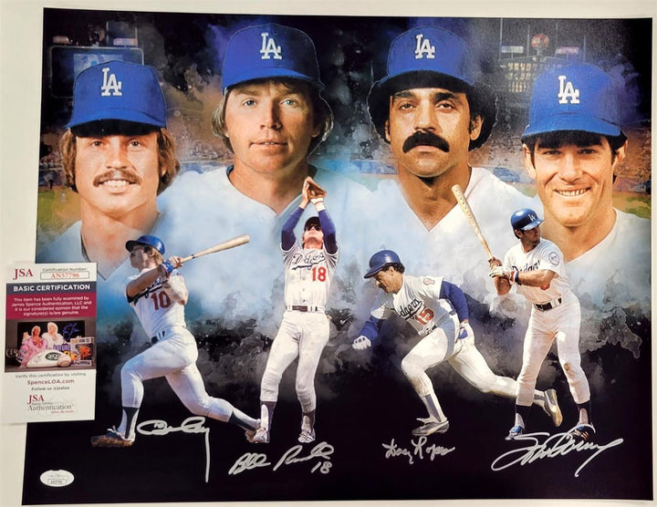 Dodgers Infield signed 16x20 Photo #3 Russell Garvey Cey Lopes autograph JSA