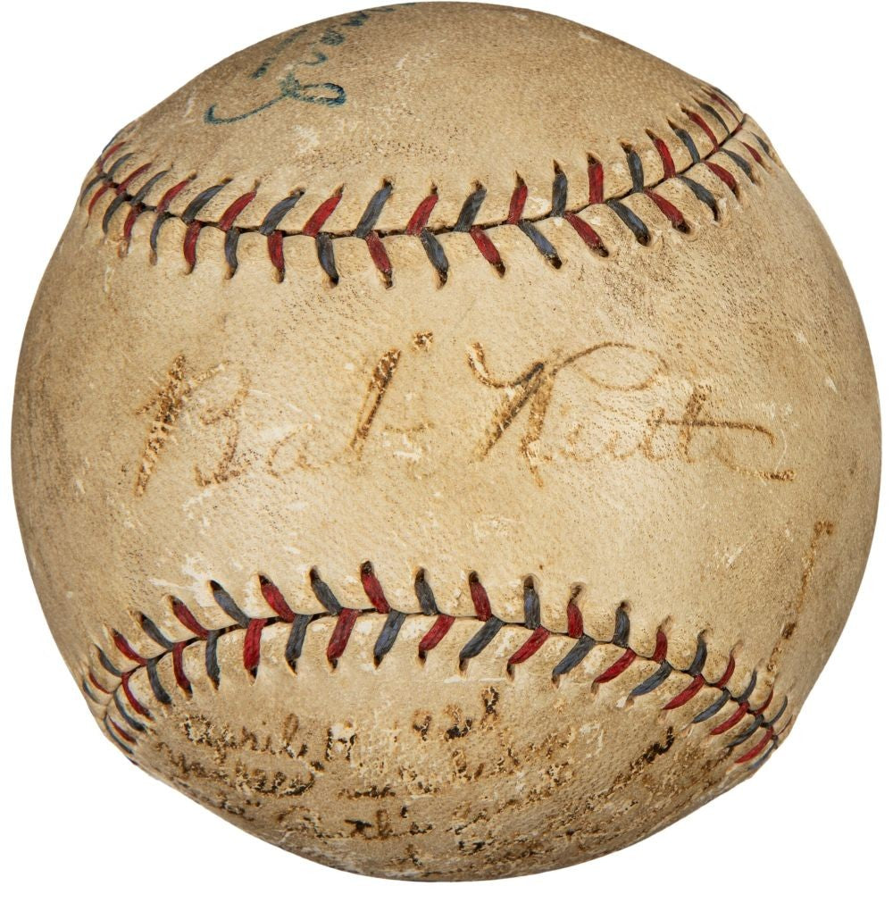 Babe Ruth & Durocher Signed Game Used 1928 Ruth Home Run Baseball PSA+BAS LOA