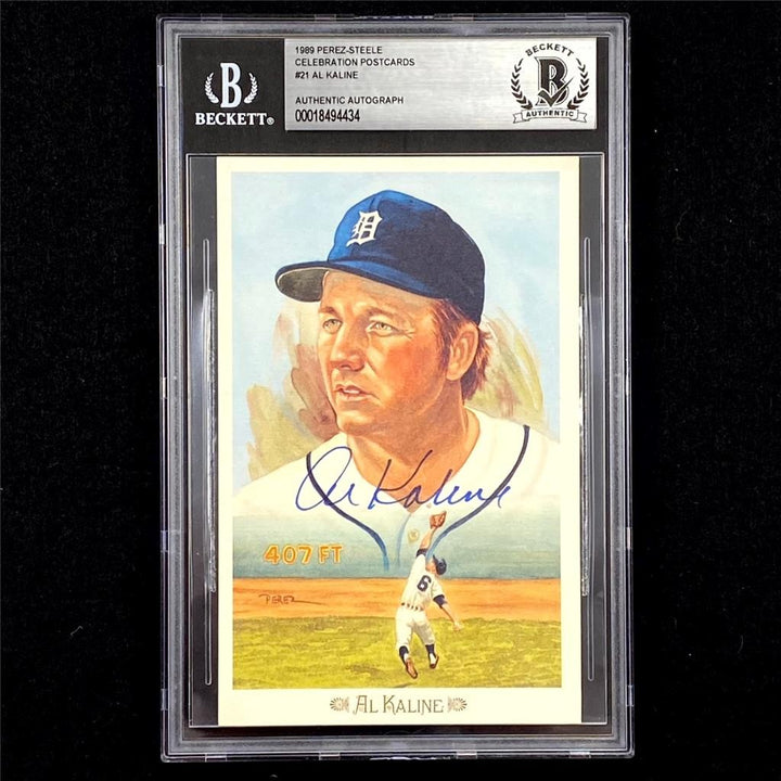 Al Kaline signed 1989 Perez-Steele Postcard #21 autograph auto ~ Beckett BAS
