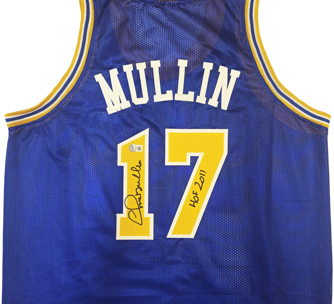 Golden State Warriors Chris Mullin Signed Blue Jersey "HOF 2011" Beckett Witness