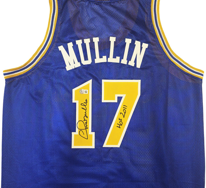 Golden State Warriors Chris Mullin Signed Blue Jersey "HOF 2011" Beckett Witness