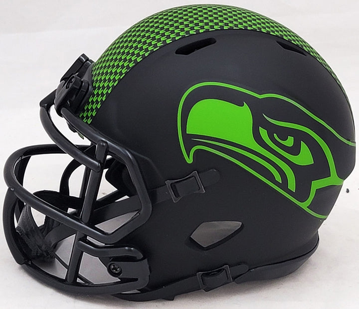 Steve Largent & Jim Zorn Auto Seahawks Eclipse Black Speed Mini Helmet MCS Holo
