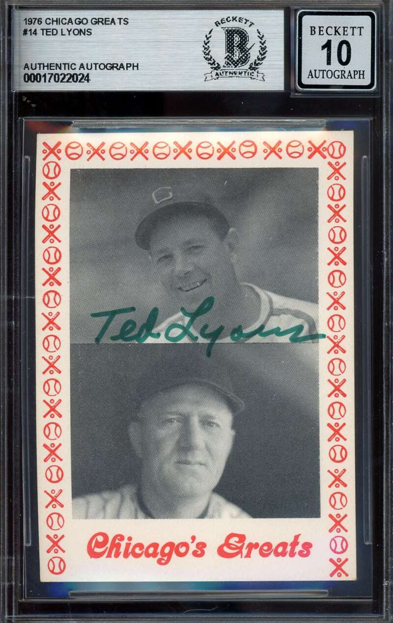 Ted Lyons Gem Mint 10 Beckett BAS Signed 1976 Chicago Greats Autograph