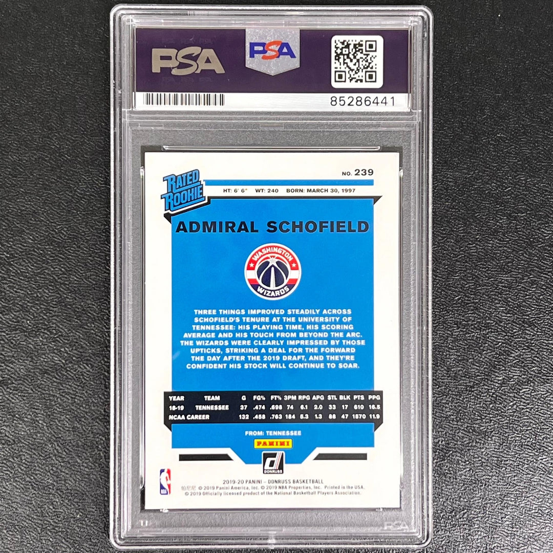 2019-20 Panini Donruss Rated Rookie #239 Admiral Schofield Signed Card AUTO 10 P