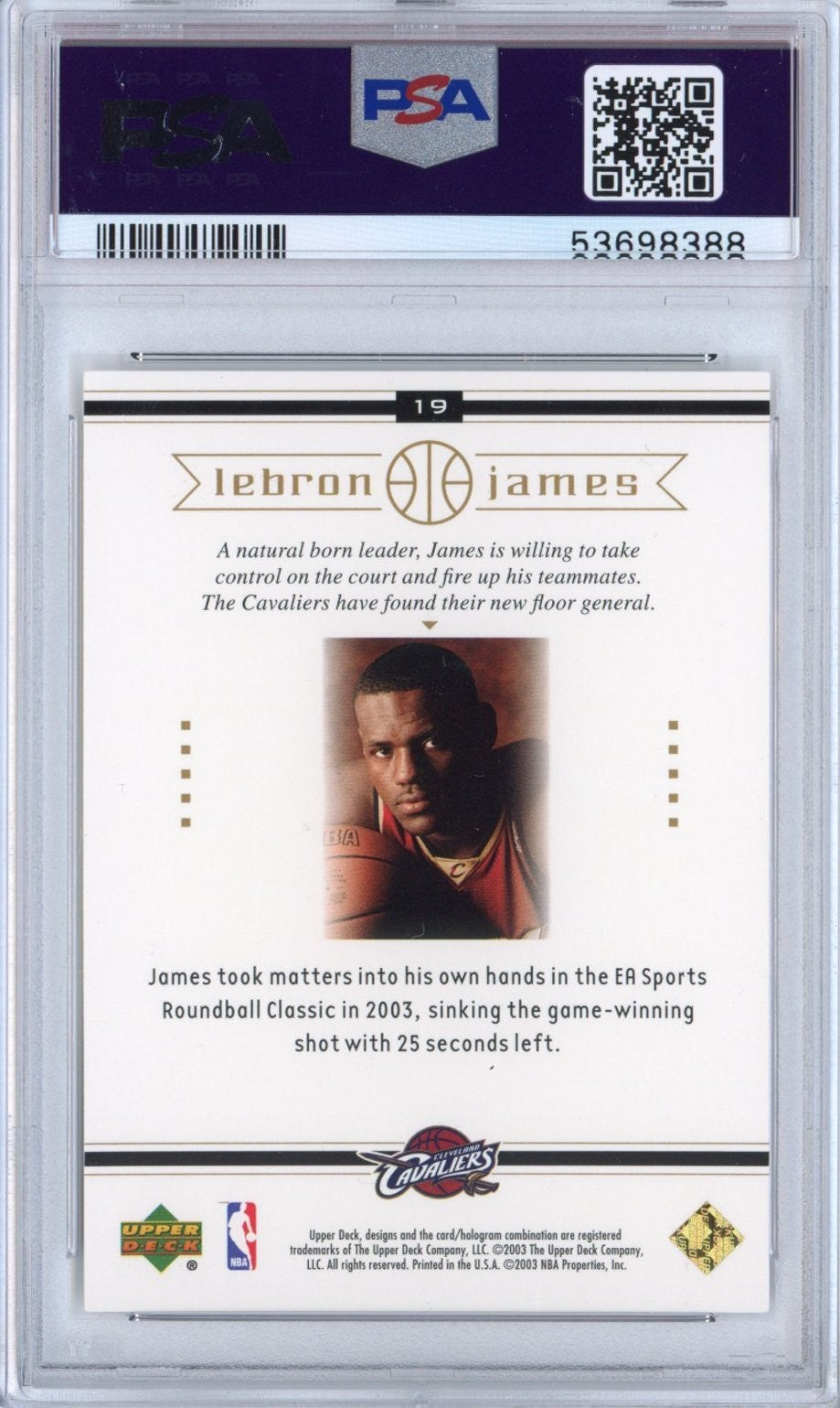 Graded 2003-04 Upper Deck LeBron James #19 Box Set Rookie Card PSA 10