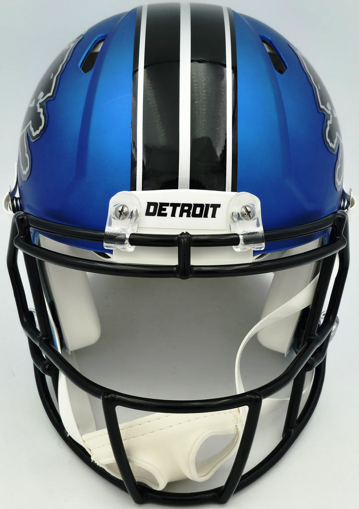 Barry Sanders Auto Lions 2024 Alt Blue Full Size Speed Authentic Helmet Beckett