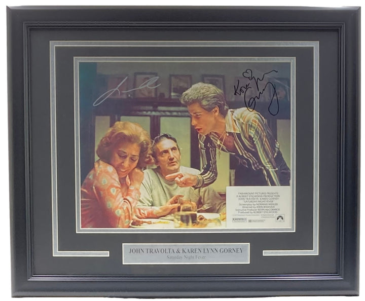 John Travolta Karen Gorney Signed Framed 11x14 Saturday Night Fever Photo PSA