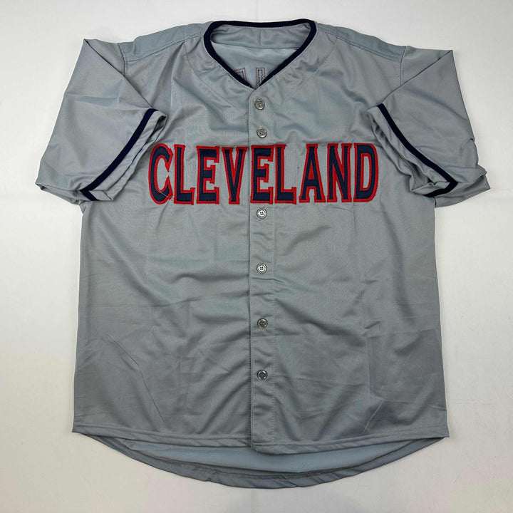 Facsimile Autographed Jose Ramirez Cleveland Grey Reprint Jersey Size Men's XL