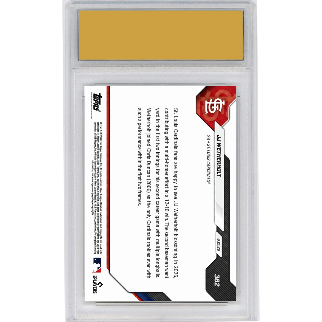Graded 2026 Topps Now JJ Wetherholt #362 Rookie RC Baseball Card HOFSM 10