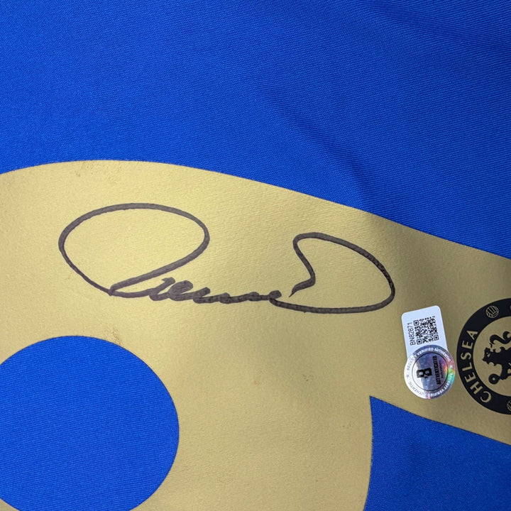 Autographed/Signed Fernando Torres Chelsea FC Blue/Gold Jersey Beckett COA