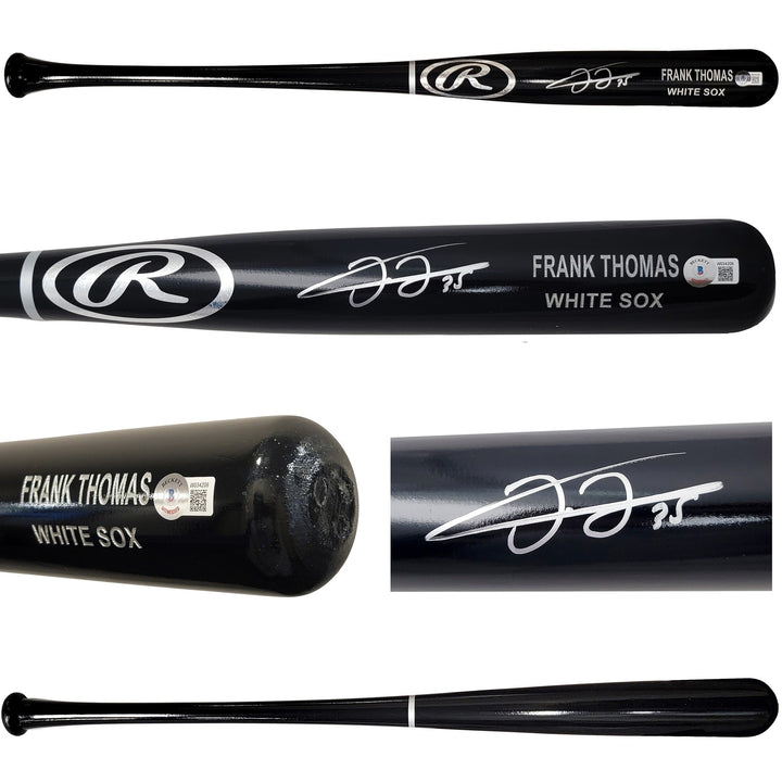 Frank Thomas Signed Black Rawlings Game Model Bat Chicago White Sox Beckett Wit