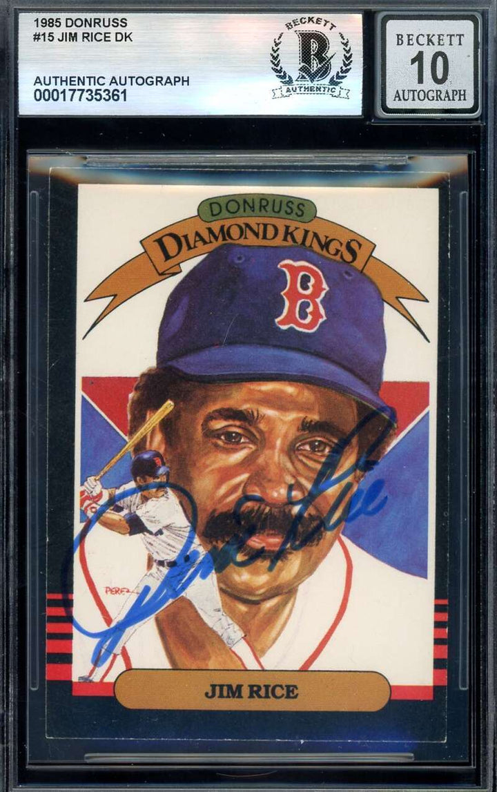 Jim Rice Gem Mint 10 Beckett BAS Signed 1985 Donruss Diamond Kings Autograph