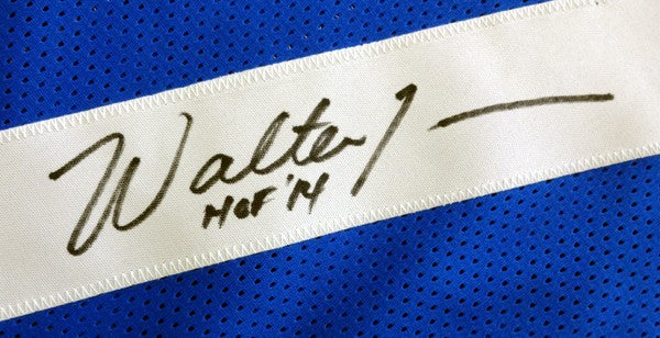 Seattle Seahawks Walter Jones Signed Blue Jersey "HOF '14" MCS Holo