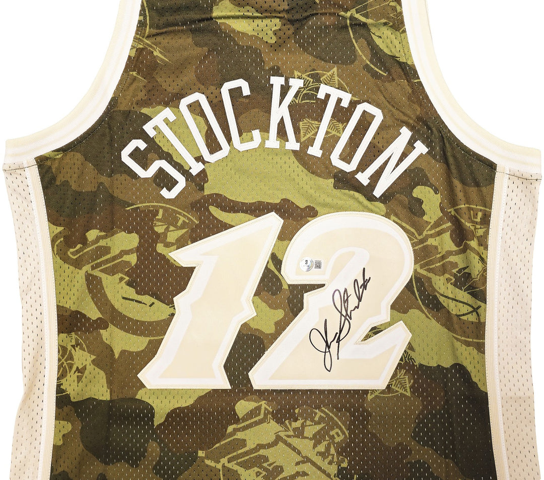 Jazz John Stockton Auto Green Auth Mitchell Ness 98-99 HWC Swingman Jersey L BAS