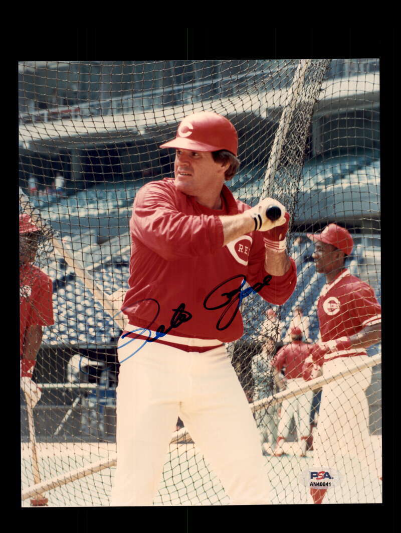Pete Rose PSA DNA Signed  8x10 Photograph Autograph Reds