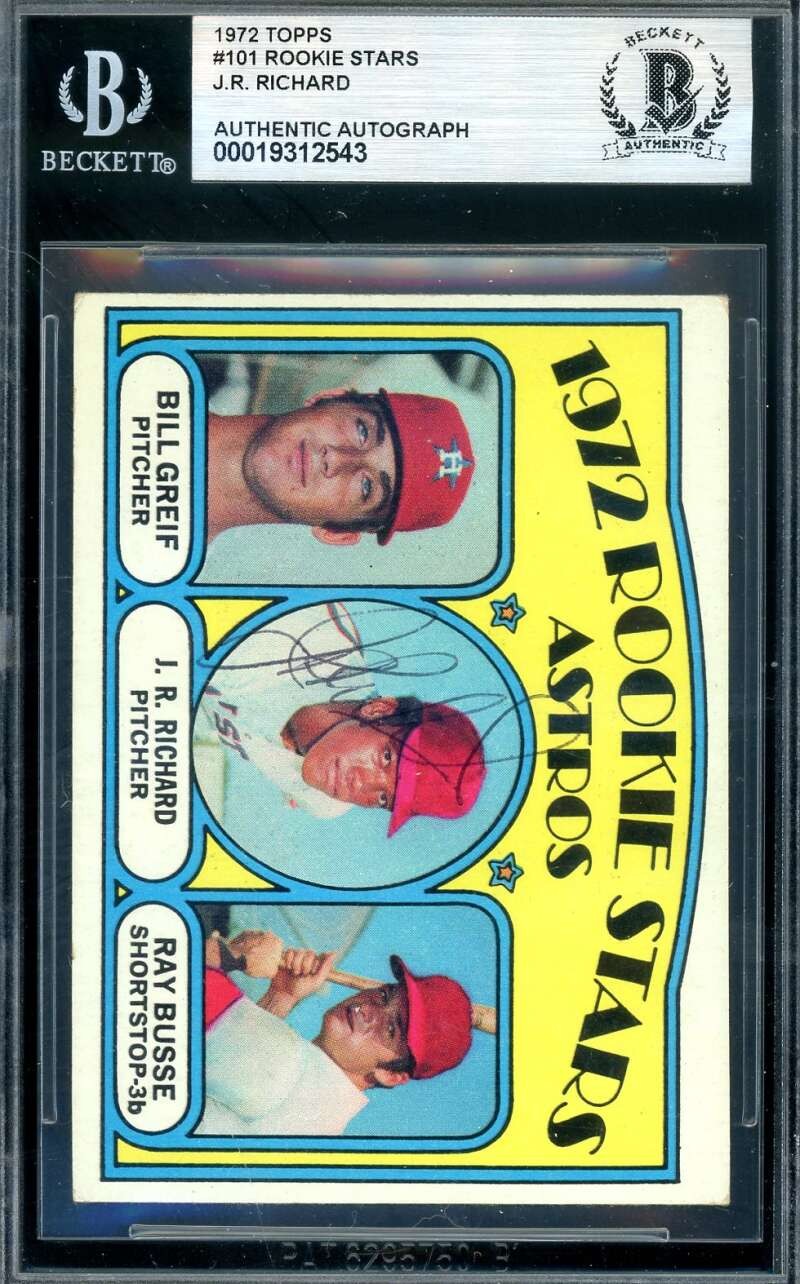 J.R. Richard Beckett BAS Vintage Signed 1972 Topps Rookie Stars Autographed