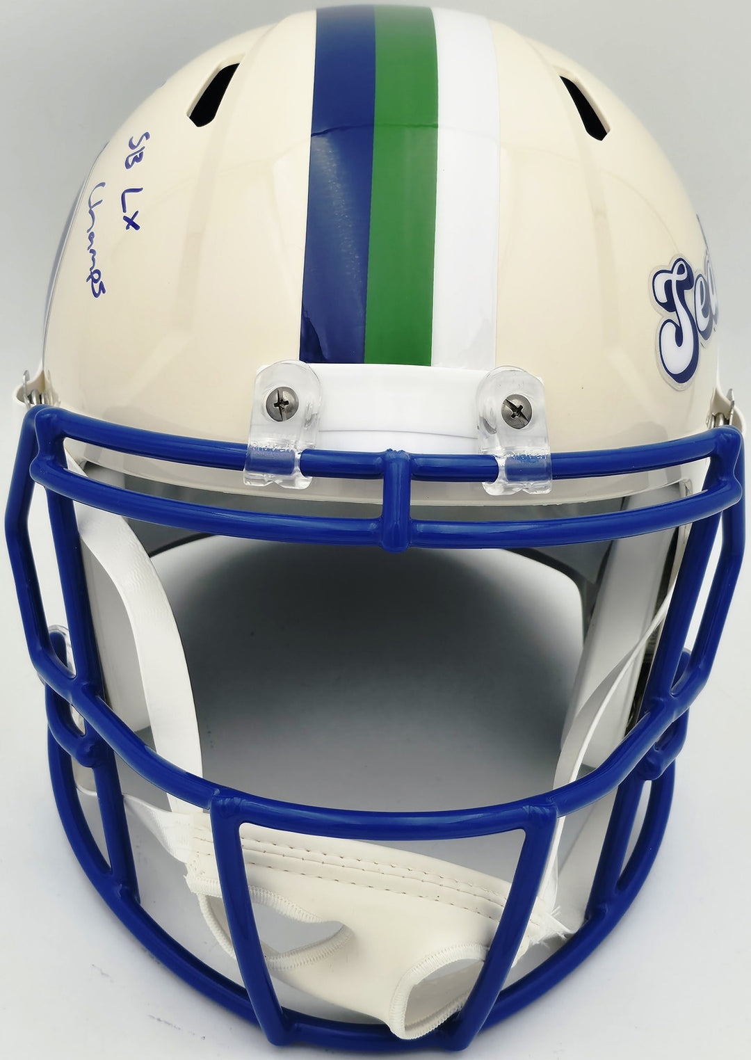 Julian Love Signed Seahawks Cream Retro Full Size Speed Replica Helmet MCS Holo