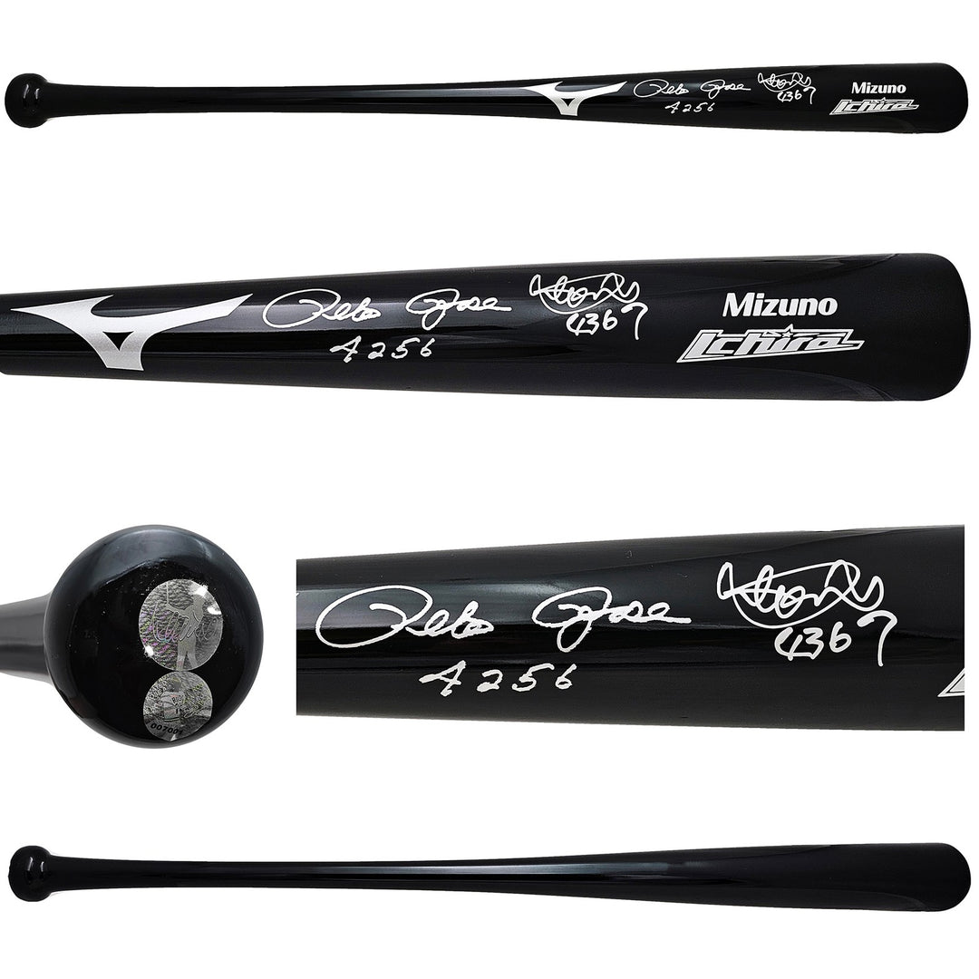 Ichiro Suzuki Pete Rose Auto Black Mizuno Player Model Bat Mariners Hits PR Holo