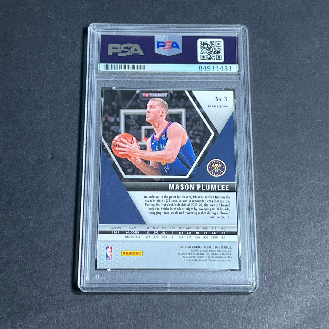 2019-20 Panini Mosaic #3 Mason Plumlee Signed Card AUTO 10 PSA Slabbed Nuggets