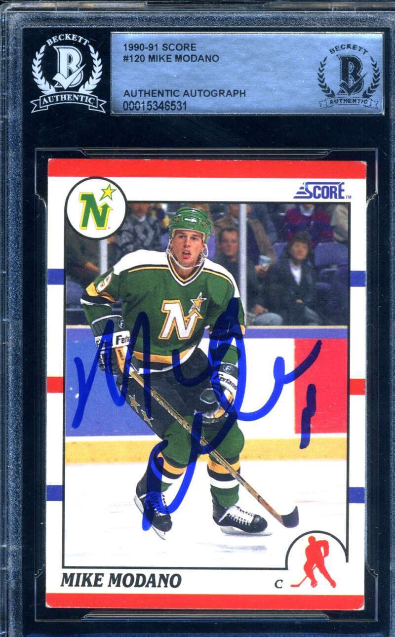 Mike Modano Beckett BAS Signed 1990-91 Score Rookie Autograph