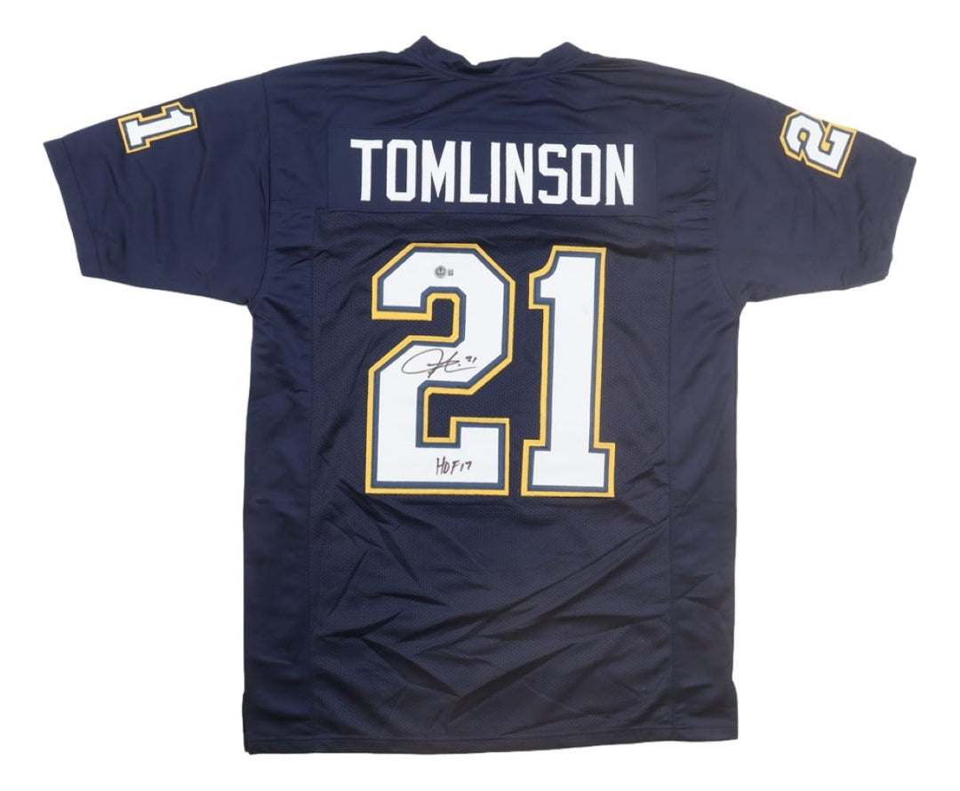 LaDainian Tomlinson San Diego Signed Navy Blue Football Jersey HOF 17 BAS